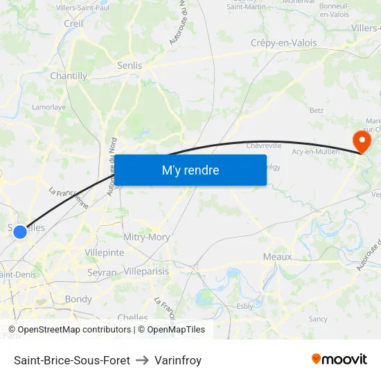 Saint-Brice-Sous-Foret to Varinfroy map