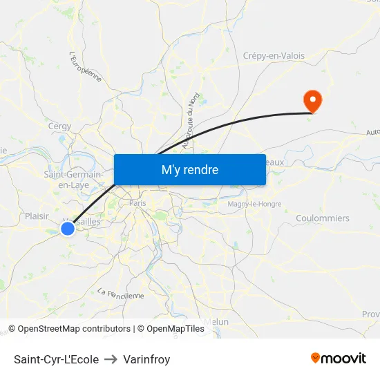 Saint-Cyr-L'Ecole to Varinfroy map