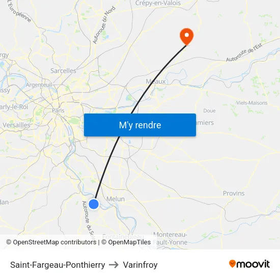 Saint-Fargeau-Ponthierry to Varinfroy map