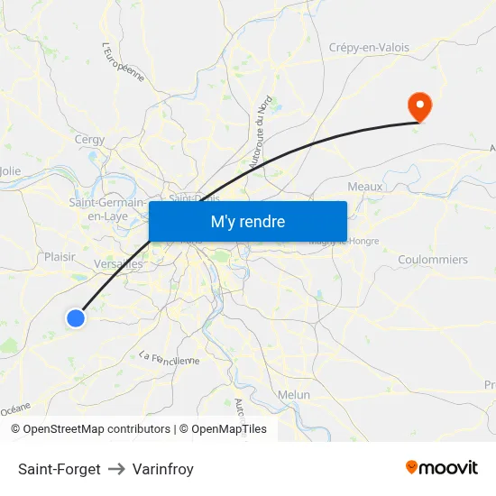 Saint-Forget to Varinfroy map