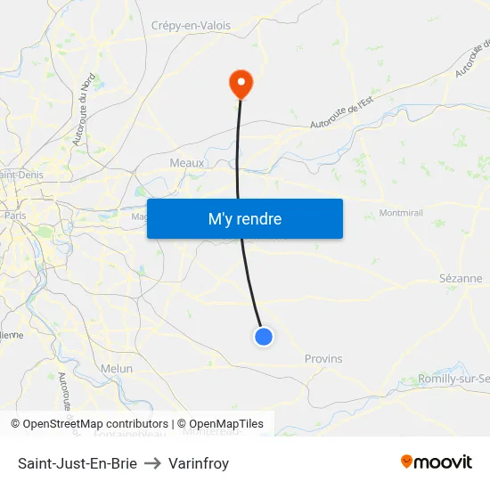 Saint-Just-En-Brie to Varinfroy map