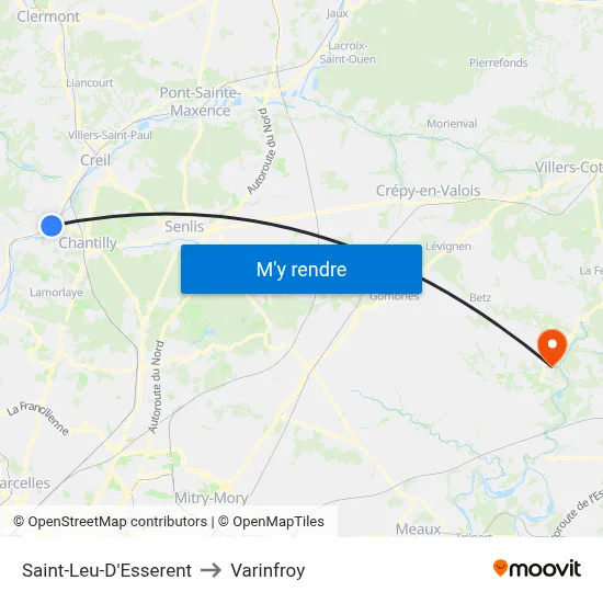 Saint-Leu-D'Esserent to Varinfroy map