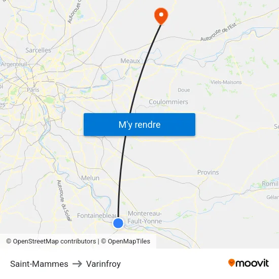 Saint-Mammes to Varinfroy map