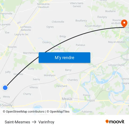 Saint-Mesmes to Varinfroy map