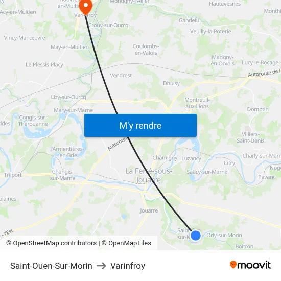 Saint-Ouen-Sur-Morin to Varinfroy map