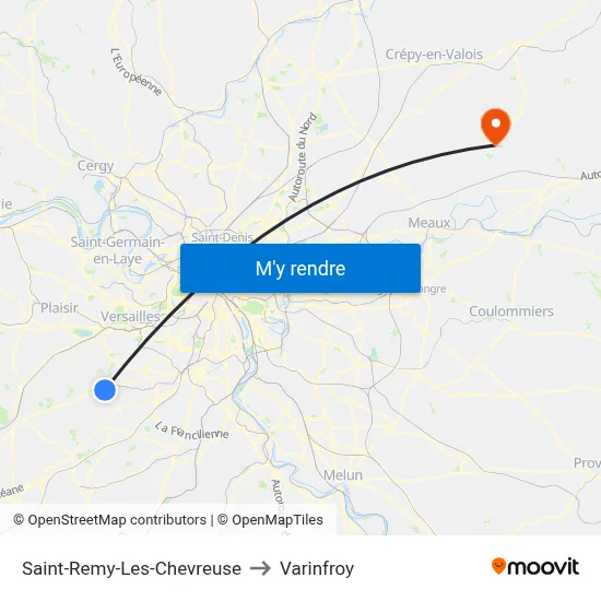 Saint-Remy-Les-Chevreuse to Varinfroy map