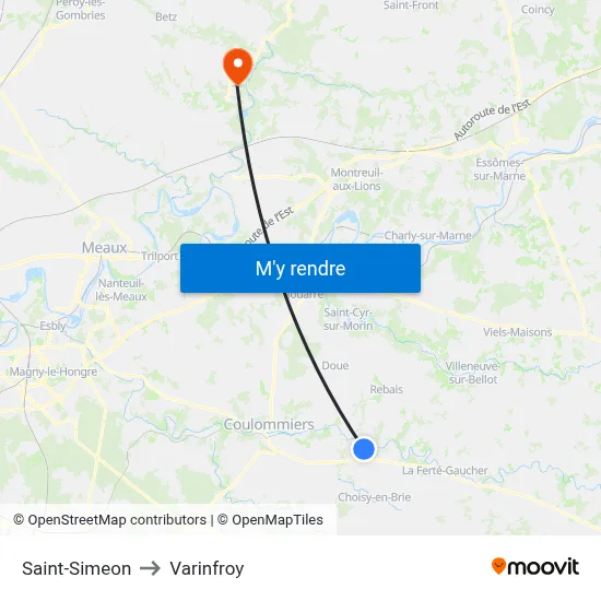 Saint-Simeon to Varinfroy map