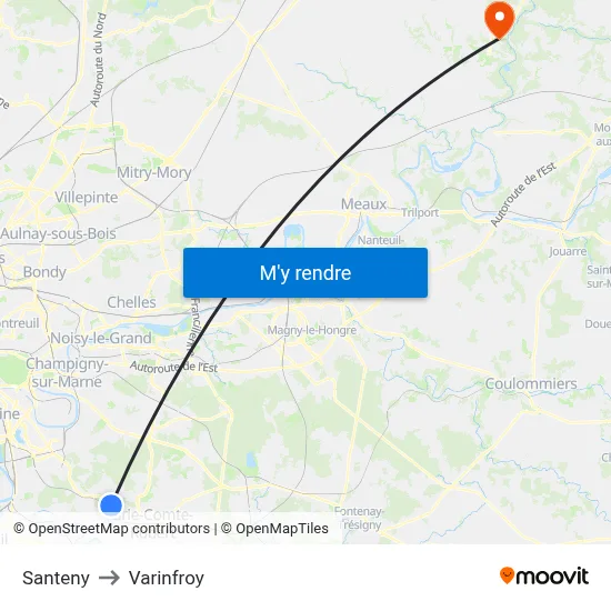 Santeny to Varinfroy map