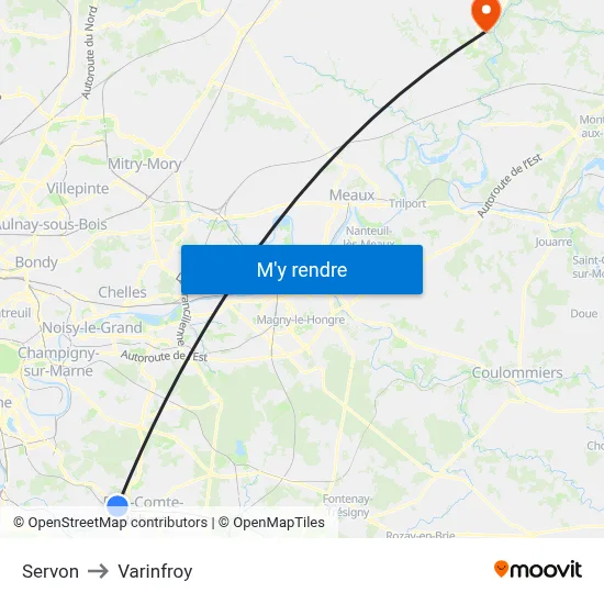 Servon to Varinfroy map