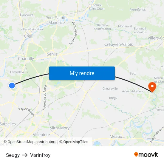Seugy to Varinfroy map