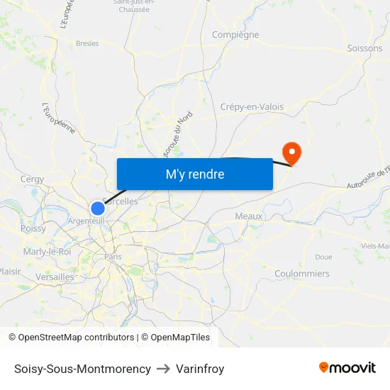 Soisy-Sous-Montmorency to Varinfroy map