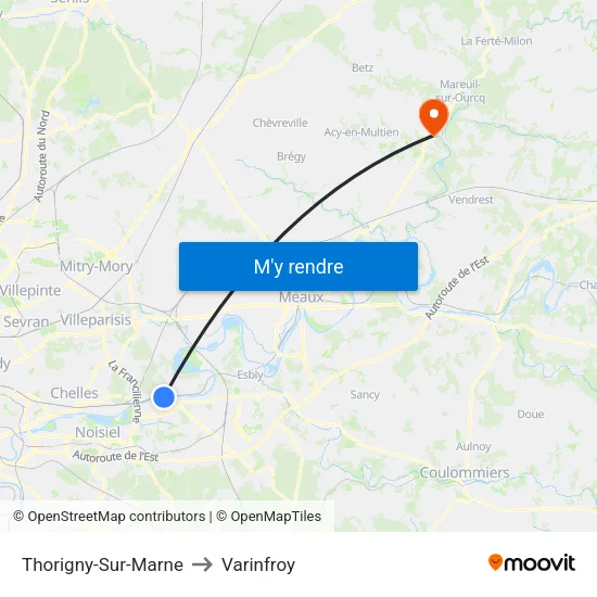 Thorigny-Sur-Marne to Varinfroy map