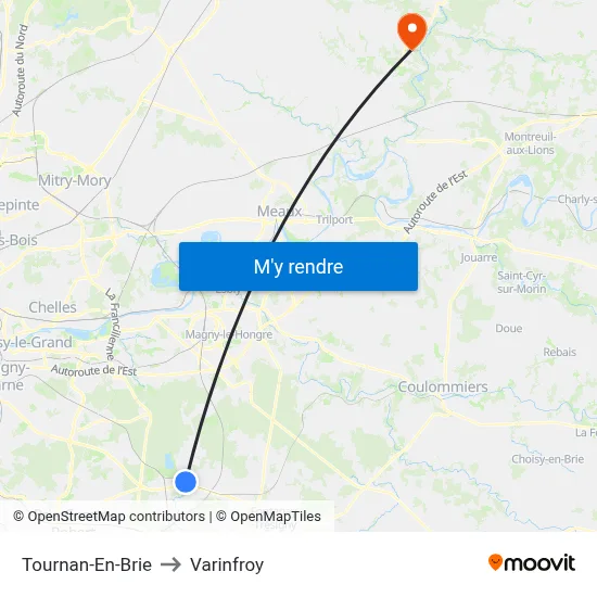 Tournan-En-Brie to Varinfroy map