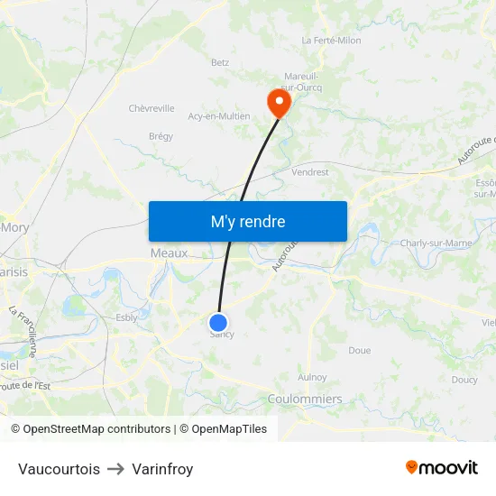 Vaucourtois to Varinfroy map