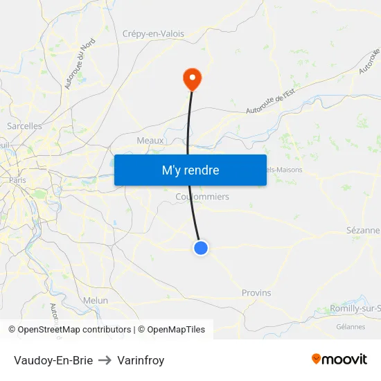 Vaudoy-En-Brie to Varinfroy map