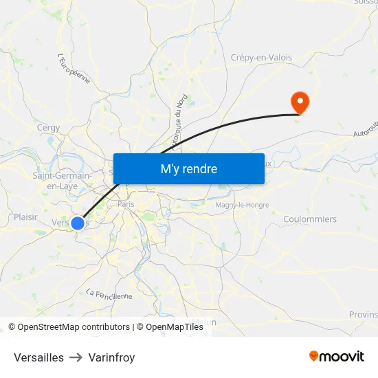 Versailles to Varinfroy map