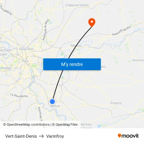 Vert-Saint-Denis to Varinfroy map