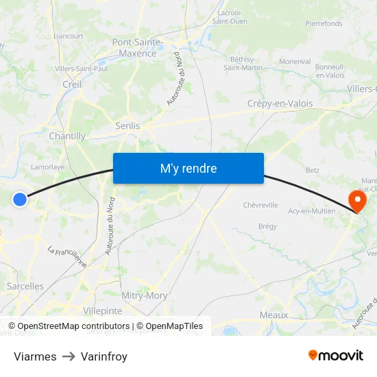 Viarmes to Varinfroy map