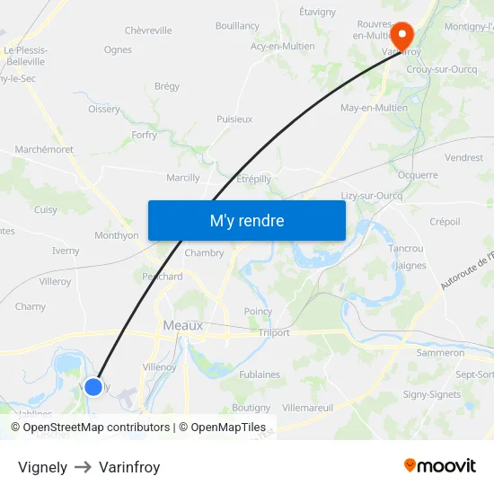 Vignely to Varinfroy map