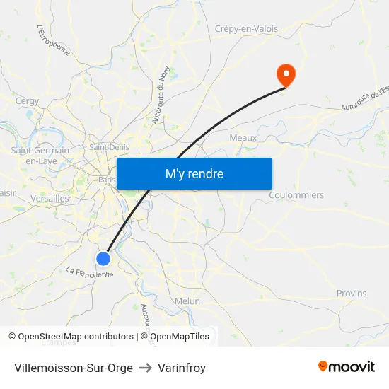 Villemoisson-Sur-Orge to Varinfroy map