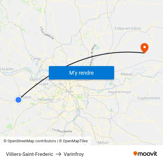 Villiers-Saint-Frederic to Varinfroy map