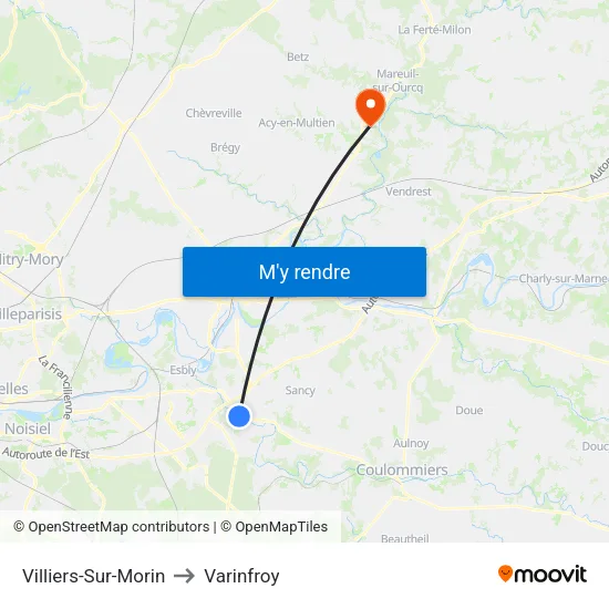 Villiers-Sur-Morin to Varinfroy map