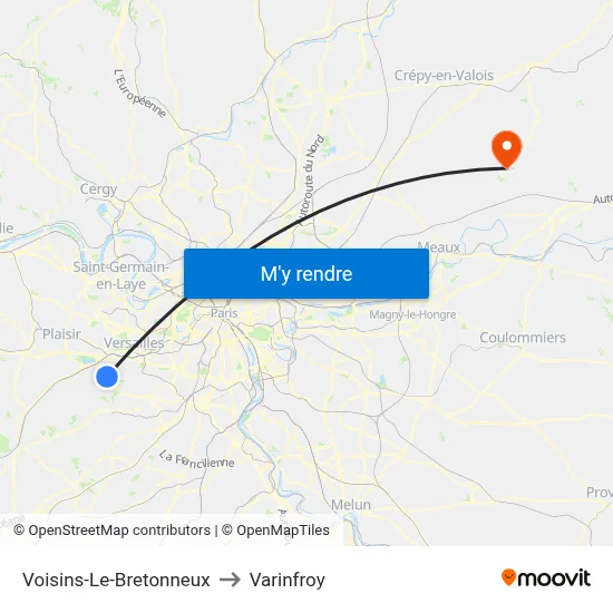 Voisins-Le-Bretonneux to Varinfroy map