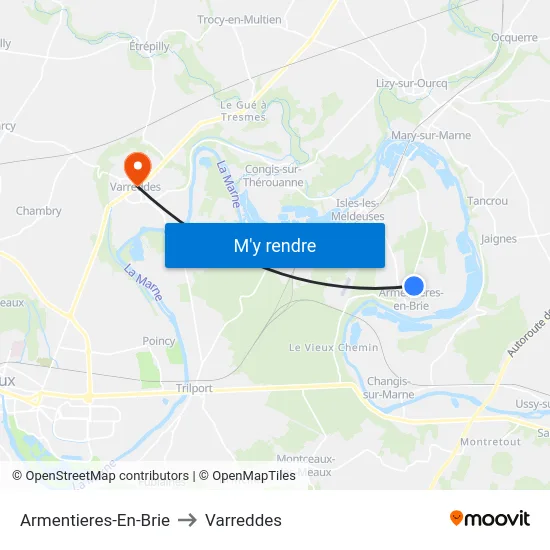 Armentieres-En-Brie to Varreddes map