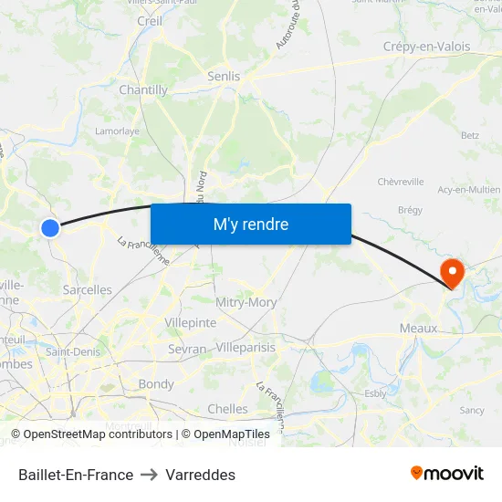 Baillet-En-France to Varreddes map
