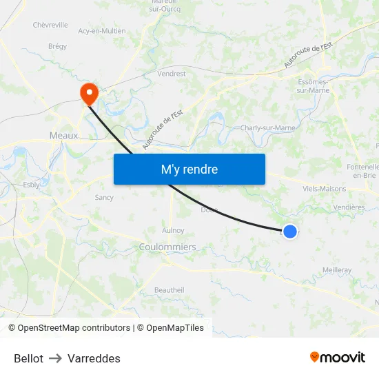 Bellot to Varreddes map