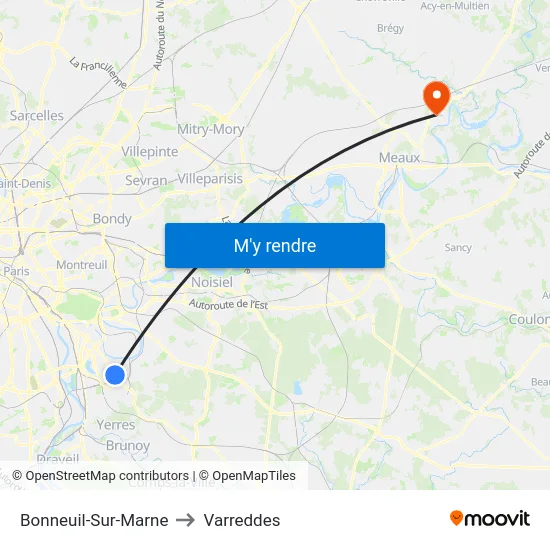 Bonneuil-Sur-Marne to Varreddes map
