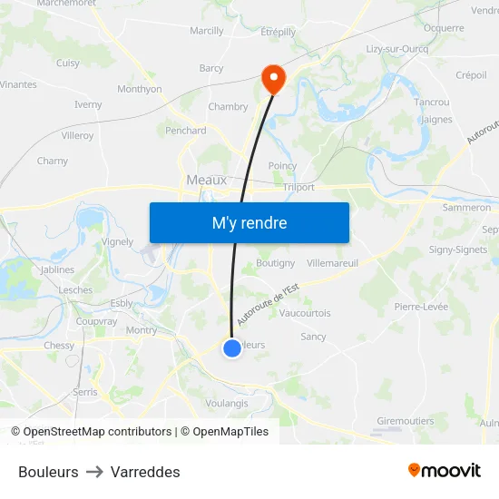 Bouleurs to Varreddes map