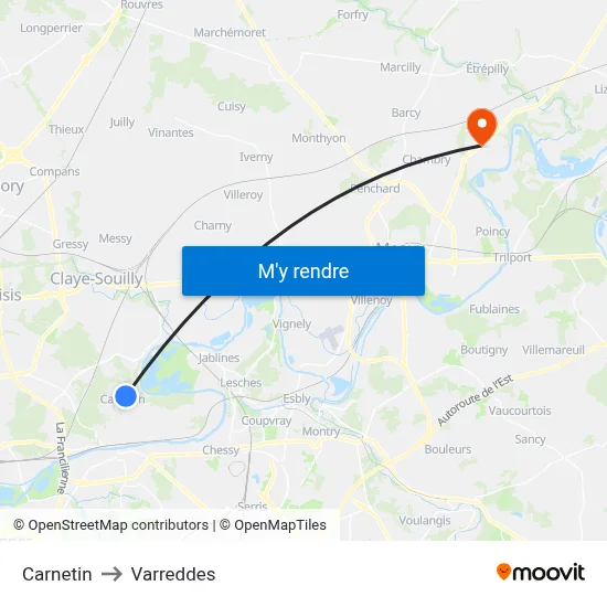 Carnetin to Varreddes map