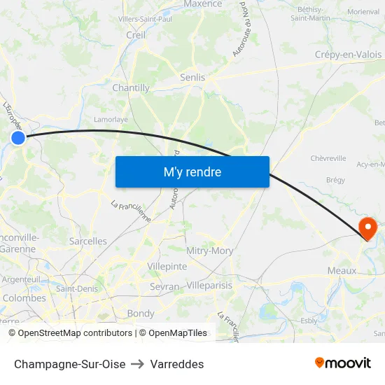 Champagne-Sur-Oise to Varreddes map