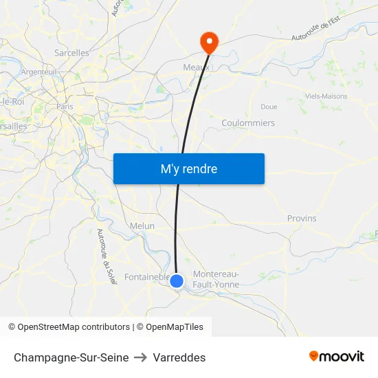 Champagne-Sur-Seine to Varreddes map