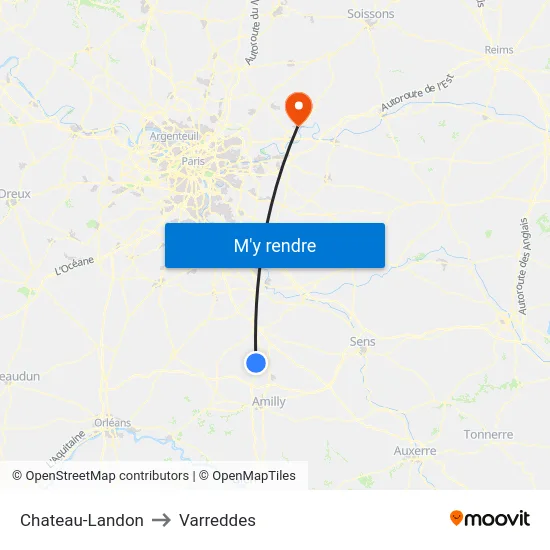 Chateau-Landon to Varreddes map