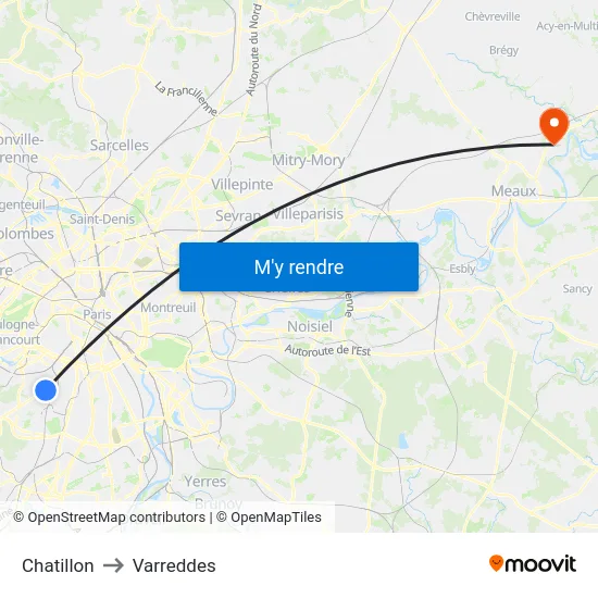 Chatillon to Varreddes map