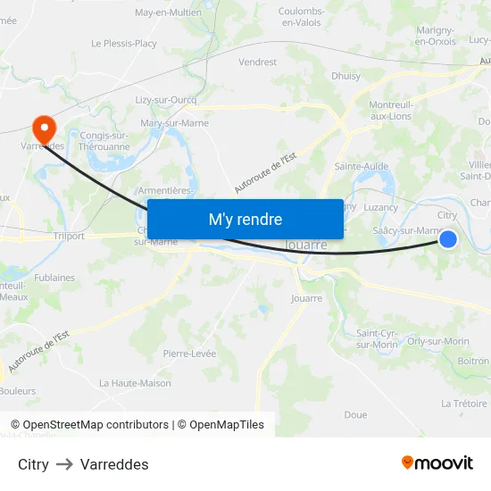 Citry to Varreddes map