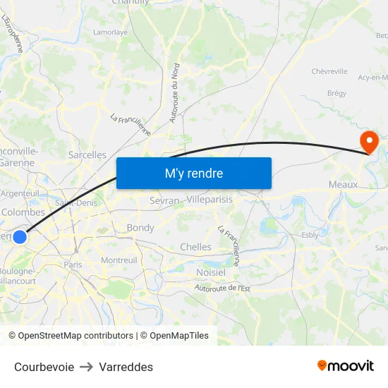 Courbevoie to Varreddes map