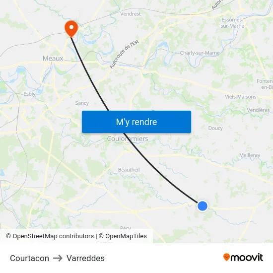 Courtacon to Varreddes map