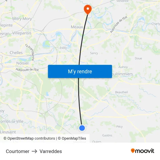 Courtomer to Varreddes map