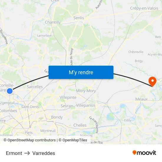 Ermont to Varreddes map