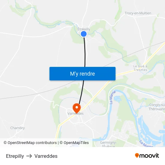 Etrepilly to Varreddes map