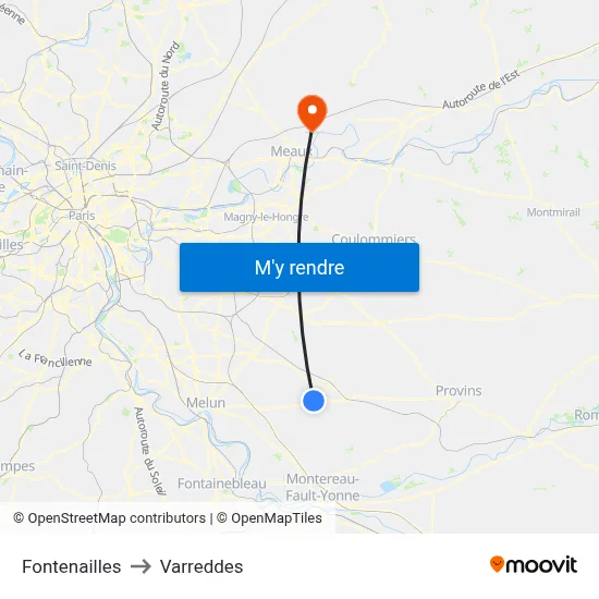 Fontenailles to Varreddes map