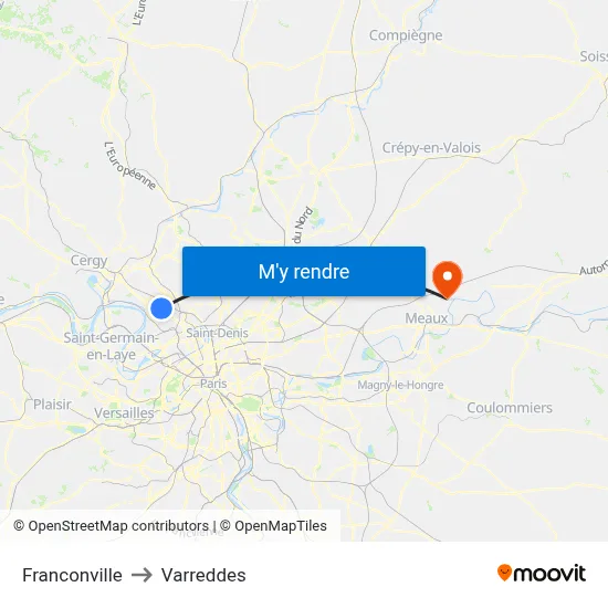 Franconville to Varreddes map