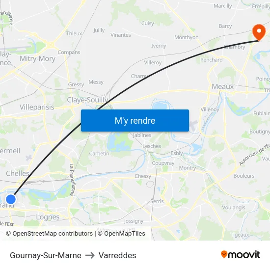 Gournay-Sur-Marne to Varreddes map