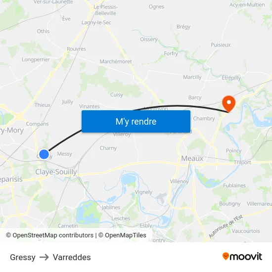 Gressy to Varreddes map
