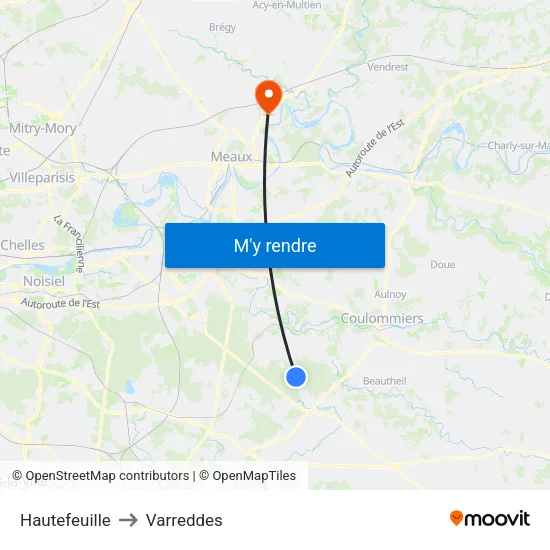 Hautefeuille to Varreddes map