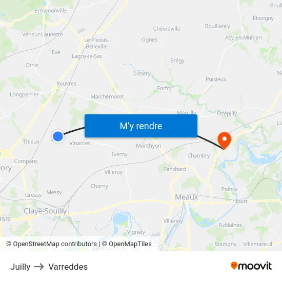 Juilly to Varreddes map