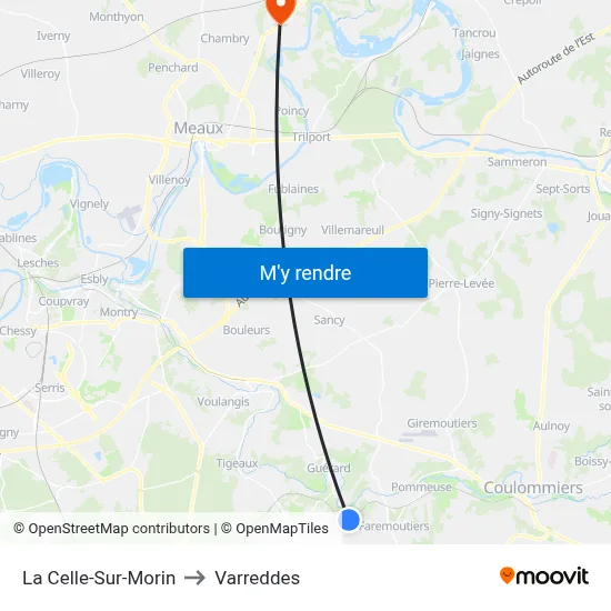 La Celle-Sur-Morin to Varreddes map